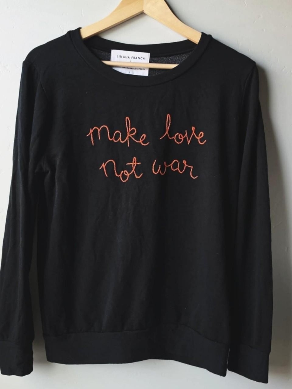 Lingua Franca x Whitney black crewneck sweatshirt size large